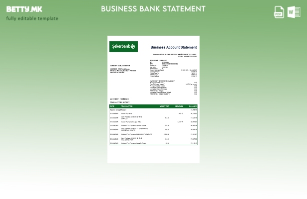 Модерен стил Турската фирма Sekerbank го проверува изводот на сметката Шаблон Wo